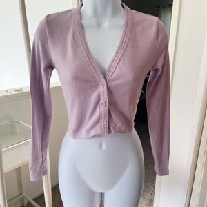 Urban outfitters lavender pink cardigan sweater v-neck size small petite